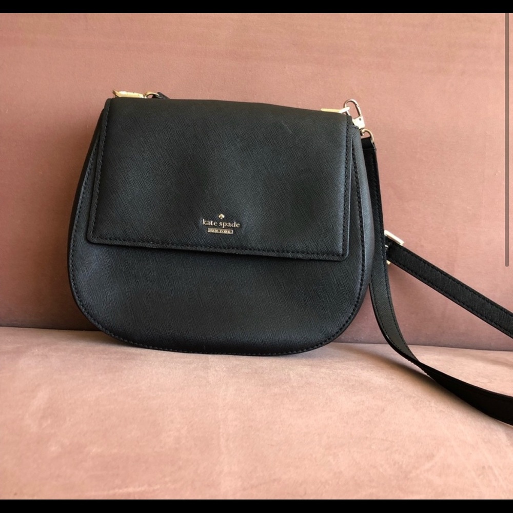 Black Kate Spade crossbody saddlebag